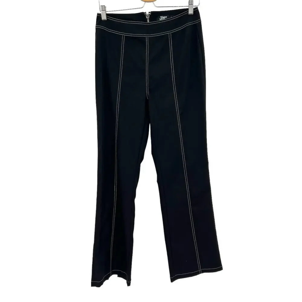 Tiger‎ Mist Black Stitch Seam Flared Zip Back Pants Size Medium